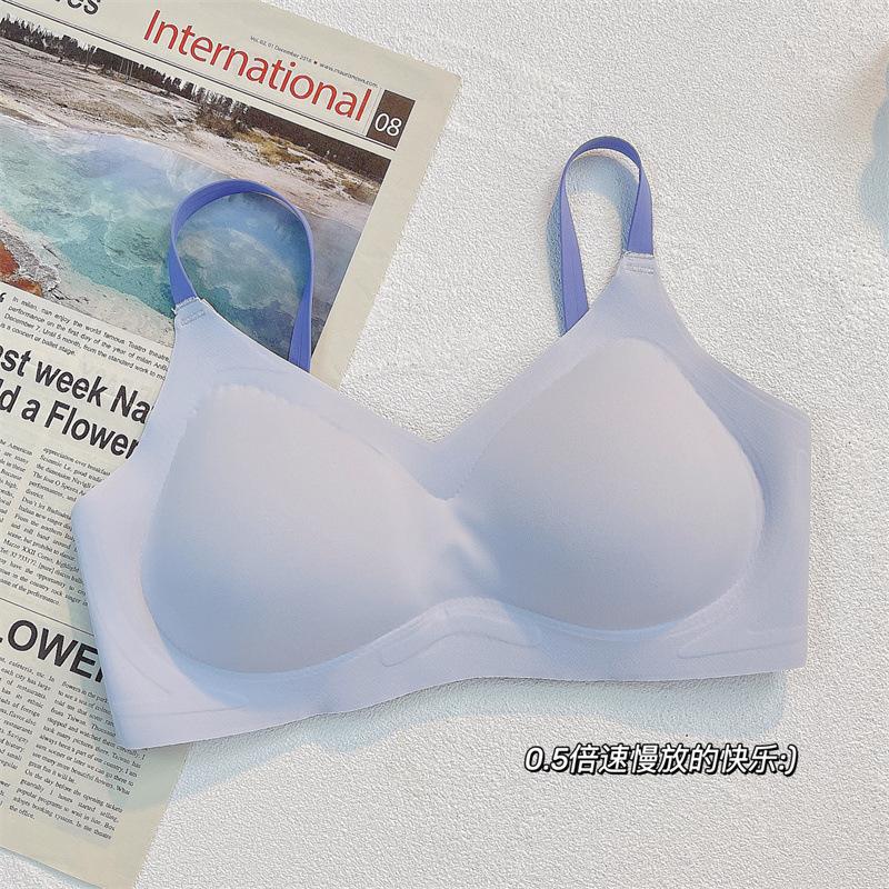 Fixed cup seamless underwear women's small breasts gather and show large steel rim bra summer thin bra cover