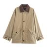 Women's Faux Suede Button Jacket Oversized Gathered Hem Short Length Coat Casual Vintage Outerwear With Pockets