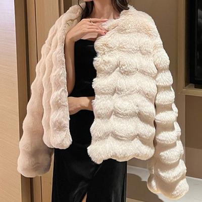 Manteau d'hiver en fausse fourrure pour femme, polaire chaude, en plumes, cardigan court, tenue de soirée élégante, nouveauté