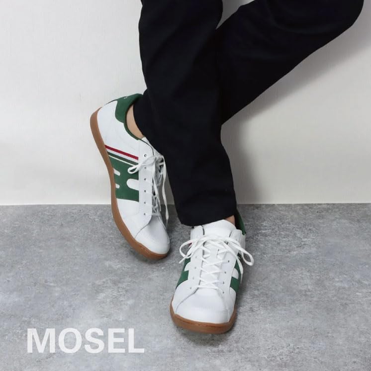 Mobus Men's Leather Sneakers, Genuine Leather, Sports, Casual, Walking Shoes, Current Model MOSEL (CREAM/NAVY, Measurement 25 Points, 0 Centimeters)