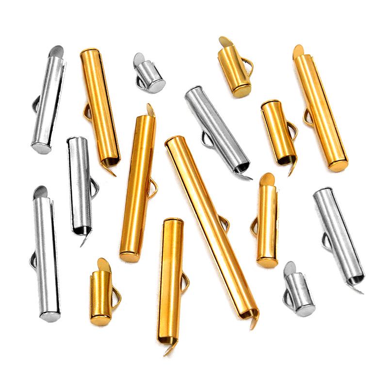 DIY Jewelry Accessories: 2-Color Stainless Steel Slide Tube Clasp, Tassel Connector, Earring Clip, Rail Tail Chain