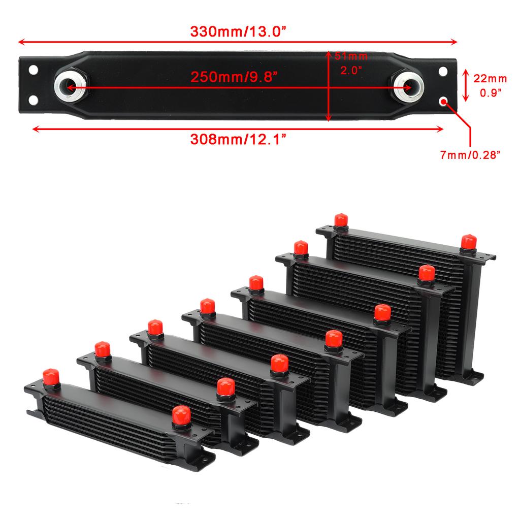Oil Cooler AN10 Universal British Engine Transmission Oil Cooler Cooling System Aluminum 7/10/13/16/19/25/30 Rows Oil Radiator