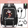 Stilvoller Cuphead Rucksack mit USB-Ladeanschluss für Kinder und Jungen für den Schulgebrauch