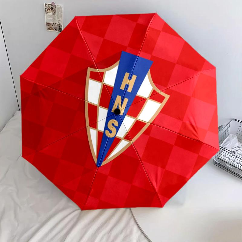 Modello della Federazione Calcistica Croata, ombrello pieghevole automatico, design portatile e pieghevole, 8 stecche, un regalo di Natale o di compleanno.
