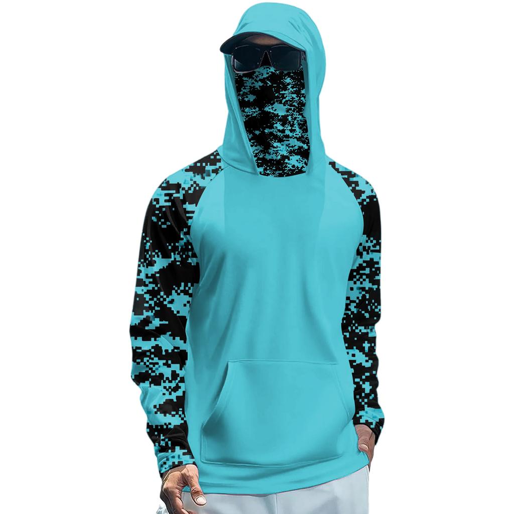 Lightweight Sun Protection Hoodie with Integrated Face Cover Long Sleeve Rash Guard Shirt for Outdoor Activities UV Shielding