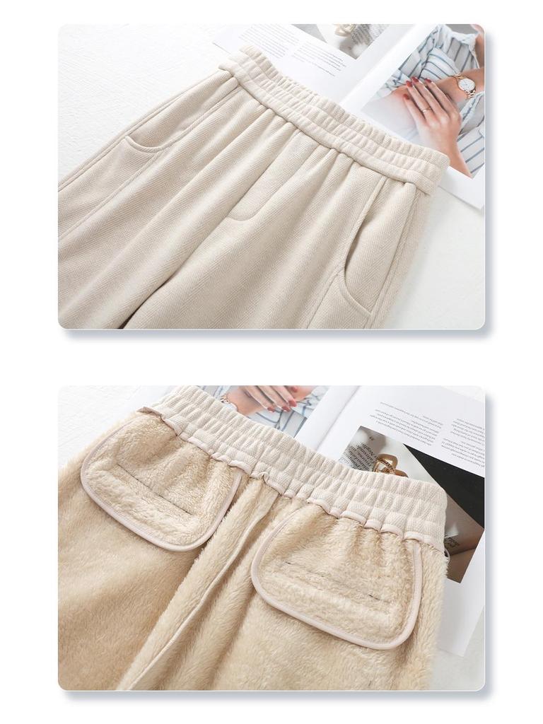 2024 Women's Khaki Wool-Blend Slit Wide-Leg Pants for Autumn/Winter