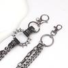 Trouser Chain Double Layer Metal Alloy Pants Chain with Spiked Ring Snap-On Lobster Clasp Punk Hip-Hop Style Pants Accessory