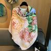 130Cm Square Scarf Women'S Summer Air-Conditioned Room With Large Shawl Spring And Autumn Thin High-End Sunscreen Light Luxury Shawl Square Scarf
