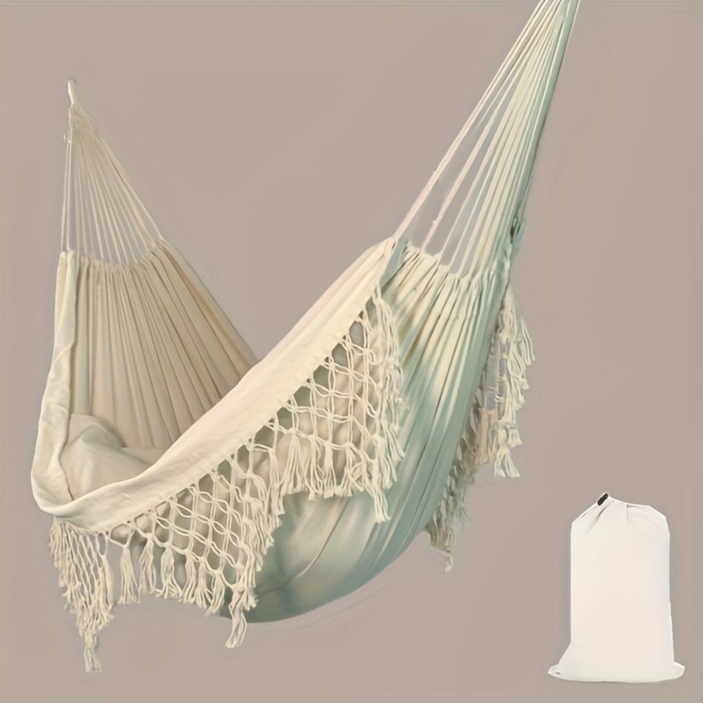 1 Stück Quasten-Hängematte - Freizeit-Leinwand-Indoor-Hängemattensessel, für Outdoor-Camping & Reisen D Druckerzubehör Hängemattenständer nur