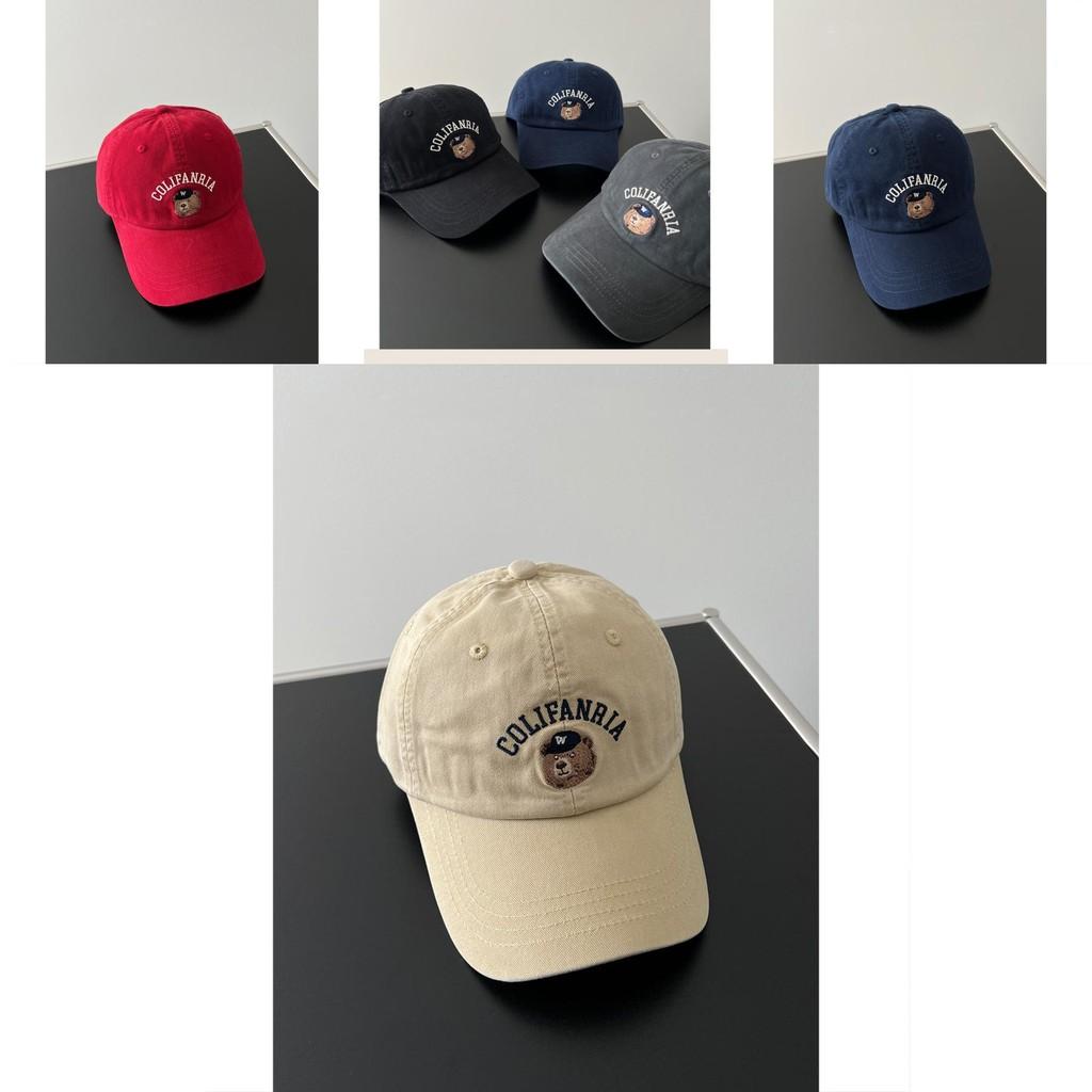 Colifanria Bear Embroidered Cotton Baseball Hat With Adjustable Fit For Sun Protection And Fashion