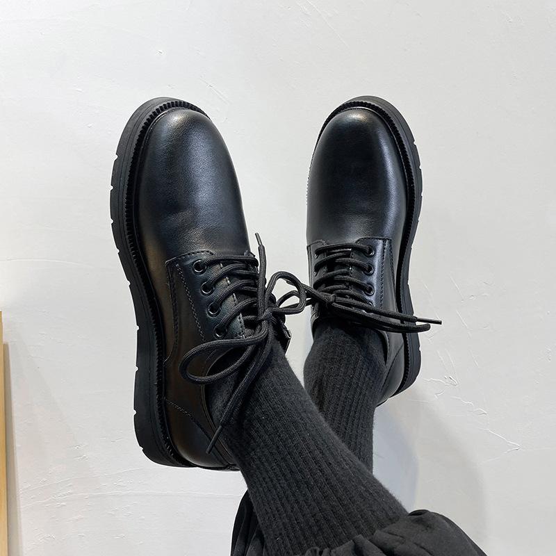 Leather Shoes Men'S Trend Versatile Handsome Shoes Casual Youth British Black Round Head Small Leather Shoes 86269-T