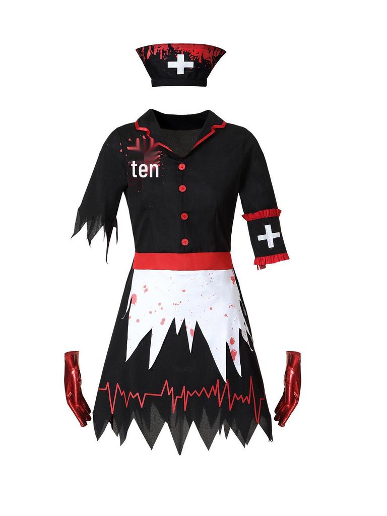 European & American Halloween Vampire Nurse Zombie Cosplay Dress