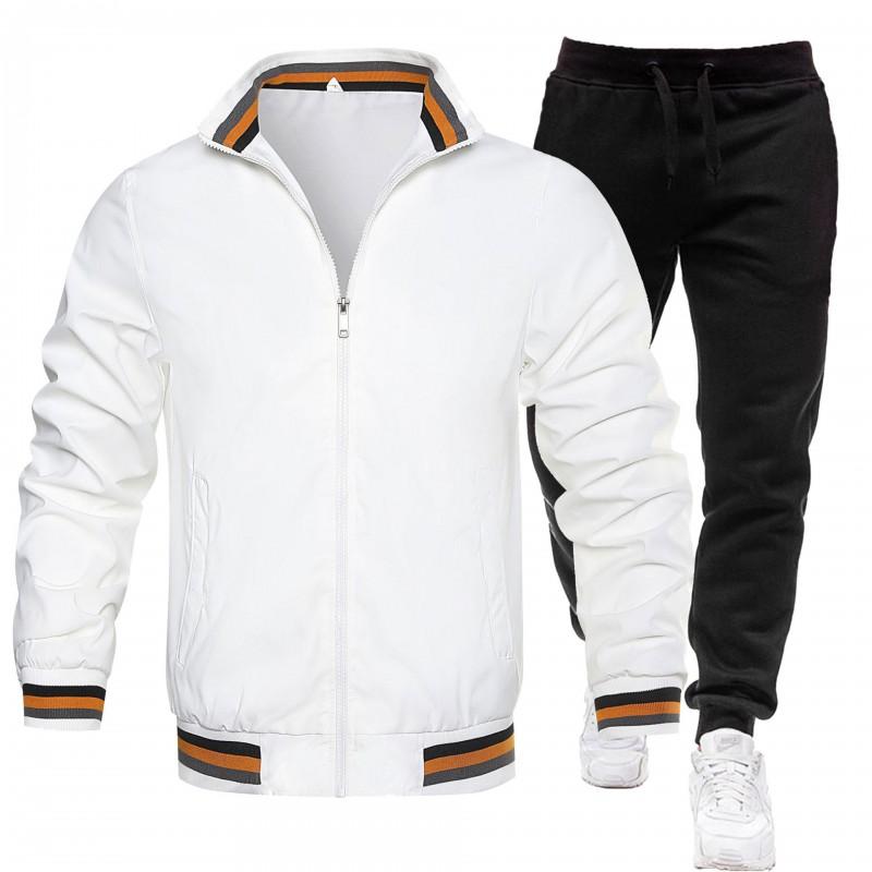 Mens Casual Tracksuit Long Sleeve Zip Jacket Pants Set Sportswear