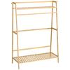 Clothes Rack Wardrobe Coat Stand With 2 Shelves 2 Hooks And 1 Hanging Bar In Bamboo