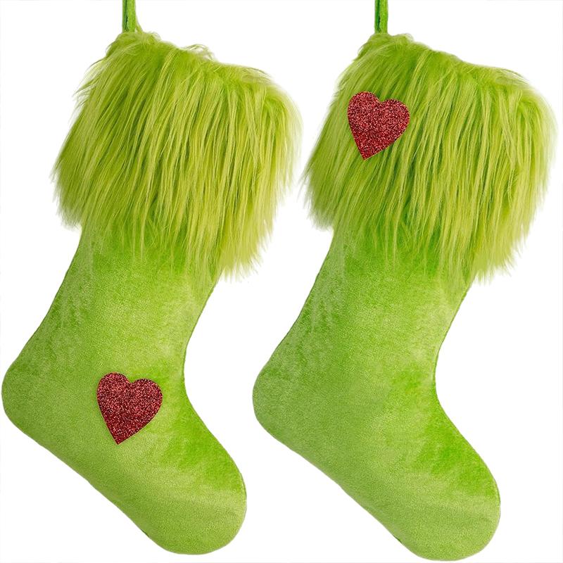 Vánoce 2025 Zelená dárková taška Potřeby pro domácí párty Řemeslné výrobky Ozdoba na vánoční stromek Sametové ponožky DIY Festivalové dekorace