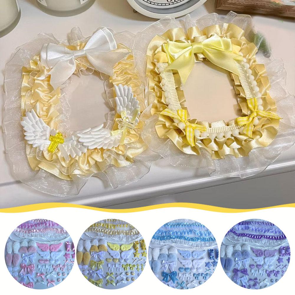 Colorful Ribbon Lace Trim Handmade Material Kit DIY Angel Wings Bunny Ear Handmade Material Pack Pain Bag Card Cover Decoration