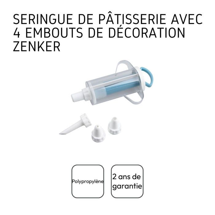 Seringue À Pâtisserie - Zenker - Ref. 42805 - 2 Compartiments - 4 Embouts - Facile À Utiliser