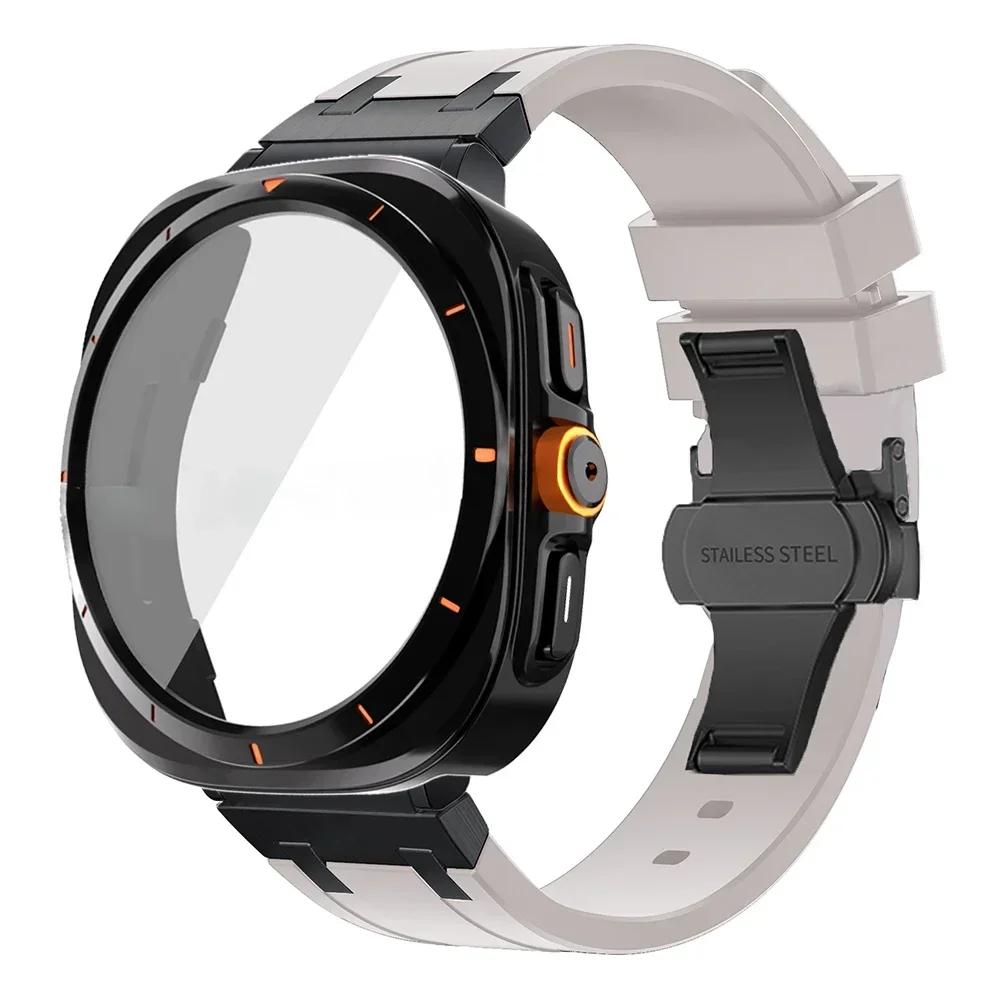 Luxury Silicone Strap+Plastic Case for Samsung Galaxy 7 6 44mm 40mm Sport Men Band for GALAXY Watch 7 6 Change To Ultra Bracelet