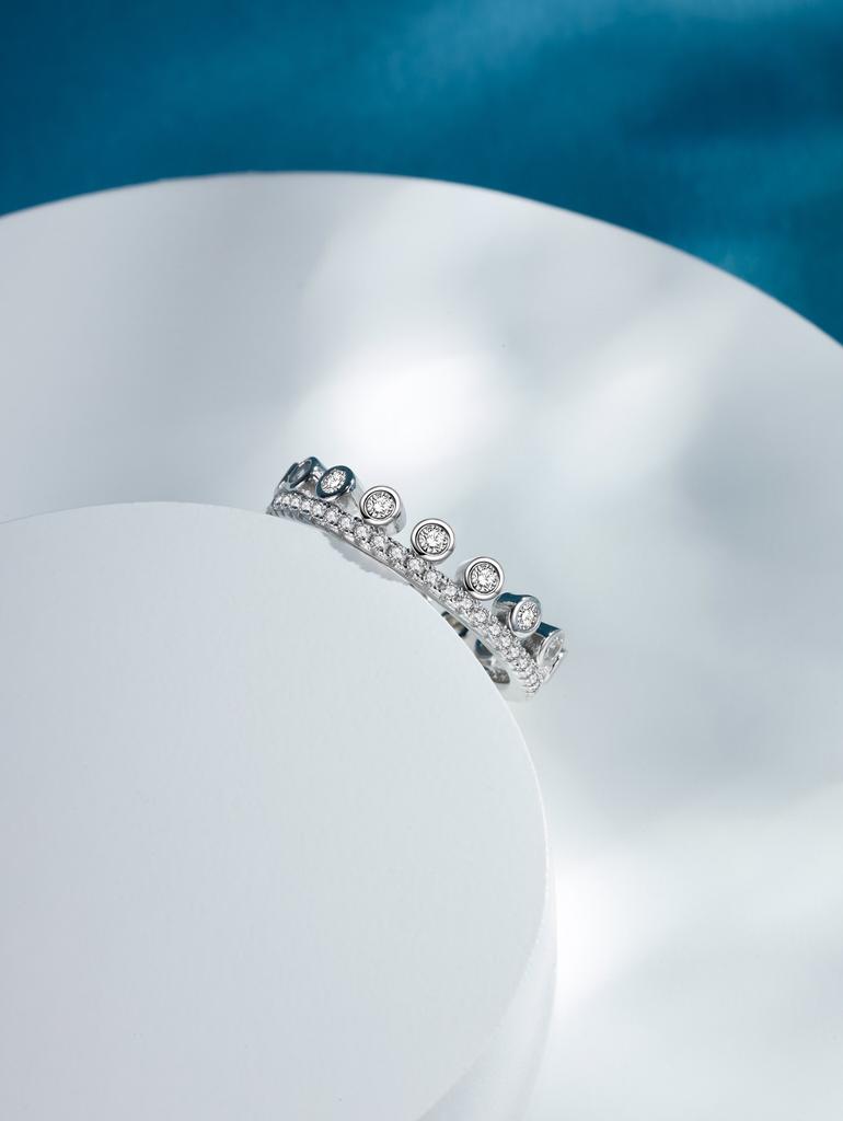 Dewdrop Diamond Ring Crown Shining 18K True Gold Electroplated Coating Full body 925 sterling silver Full of Elegance