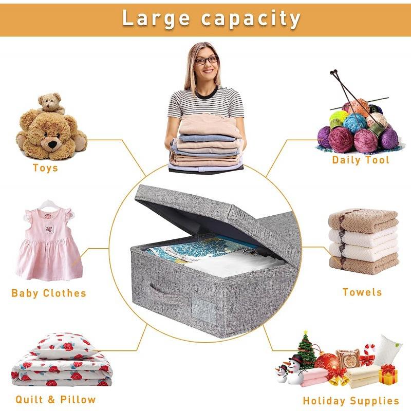 Boîte de rangement pour vêtements sous le lit avec couvercle pliable rangement de garde-robe couverture jouet tissu boîte de rangement