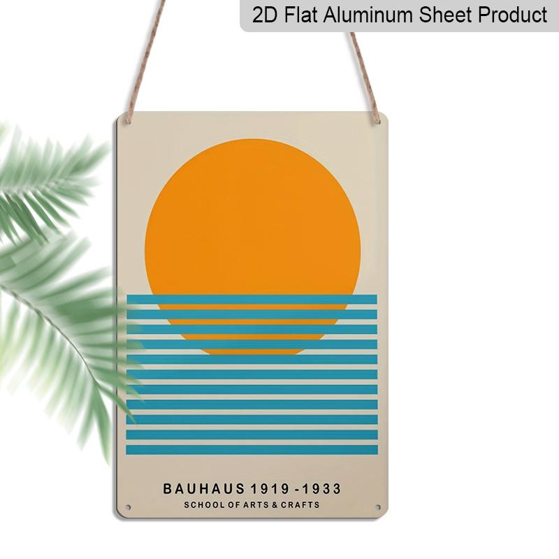 

2D Flat Bauhaus 1919-1933 Metal Sign - Minimalist Sun & Stripes Wall Decor, Aluminum Hanging for Bedroom, Office or Gallery - Unique Gift Idea for 20*30cm
