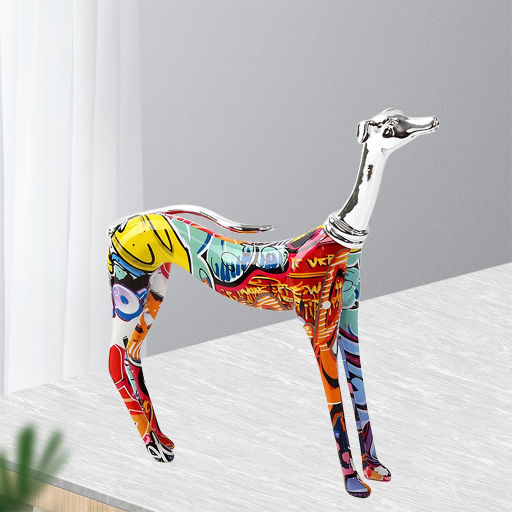 Painted Resin Dog Figurine Doberman Sculpture Crafts for TV Cabinet Ornament
