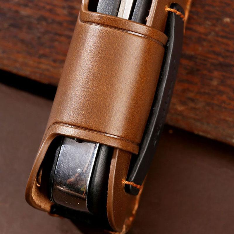 HALLMO Handmade Luxury Leather Car Key Case For Volkswagen Folding Keys
