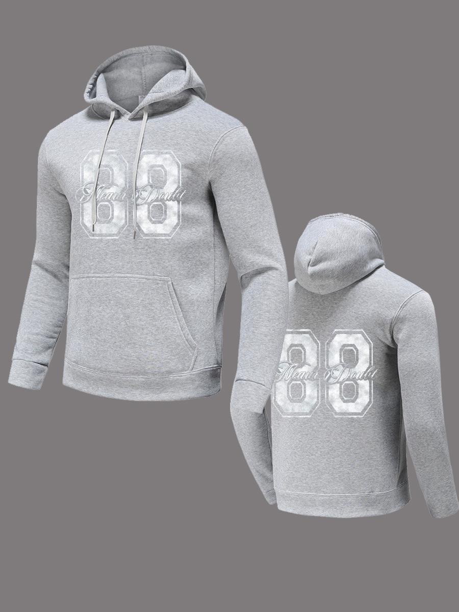 

Independence Station Casual Hooded Women s Fashion Brand 88-letter Printed Kangaroo Pocket Sweater XXXL світло-сірий колір