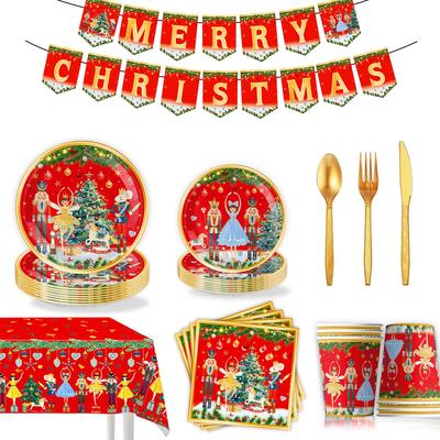 Şen Kırmızı Fındıkkıran Noel Sofra Takımı ve Dekor Seti
