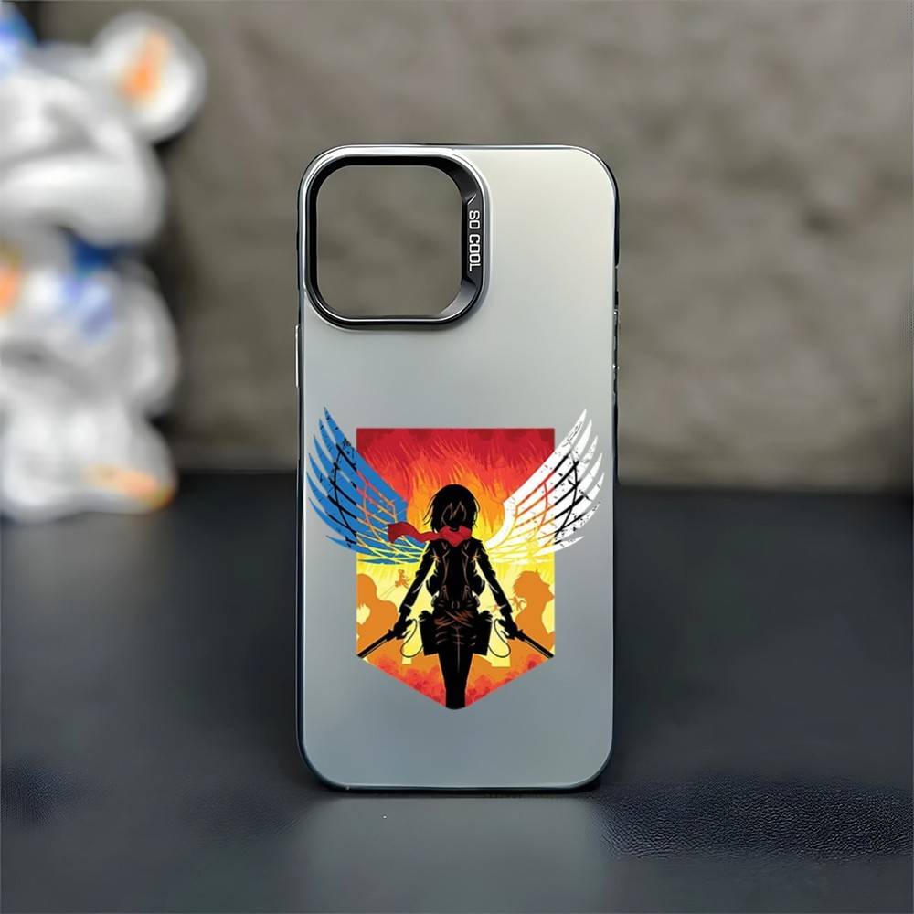 

Чехол для телефона с аниме-дизайном A-Attack O-On T-Titan для iPhone 17, 16, 15, 14, 13, 12, 11 Plus, Pro Max Черный Матовый Ударопрочный Чехол iPhone16se4