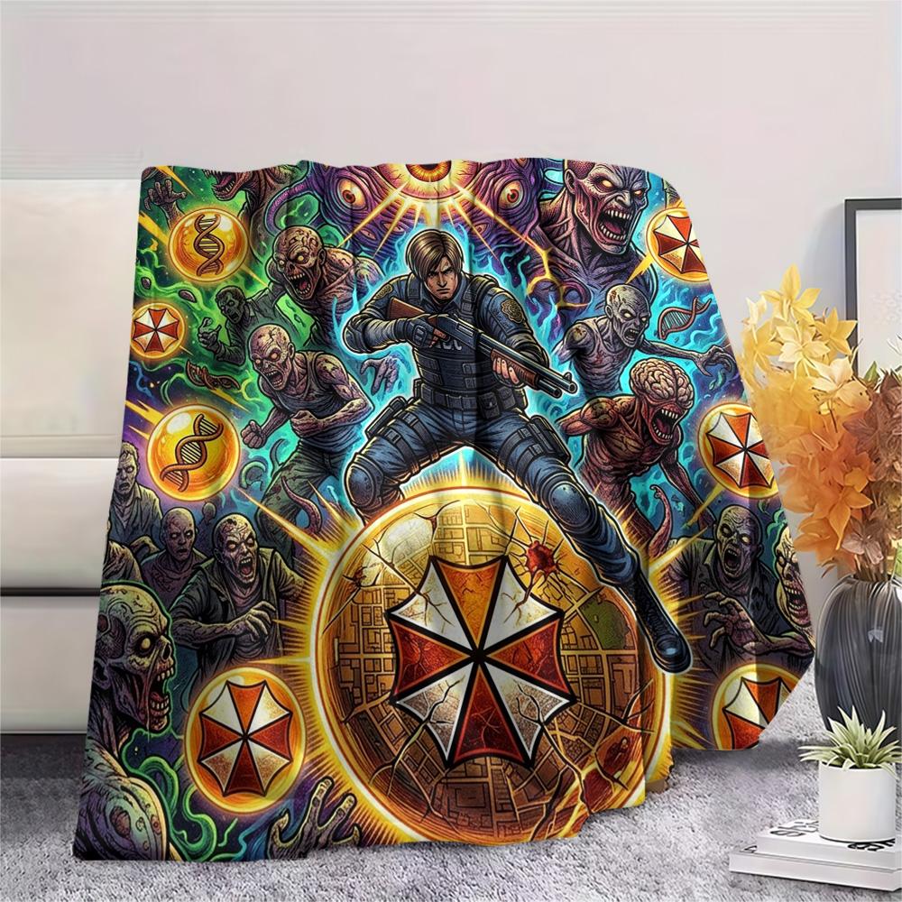 Resident Evil Print Flannel Blanket, Ultra Soft High Quality All Seasons Warm Throw, Home Decor Cozy Blanket, Perfect Christmas Gift
