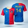 Men's Red Blue Split Short Sleeve Soccer Jersey Breathable Sports Football Shirt Fan Uniform Top