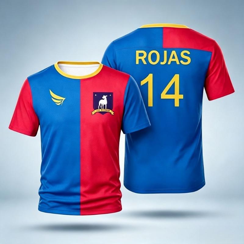 Men's Red Blue Split Short Sleeve Soccer Jersey Breathable Sports Football Shirt Fan Uniform Top