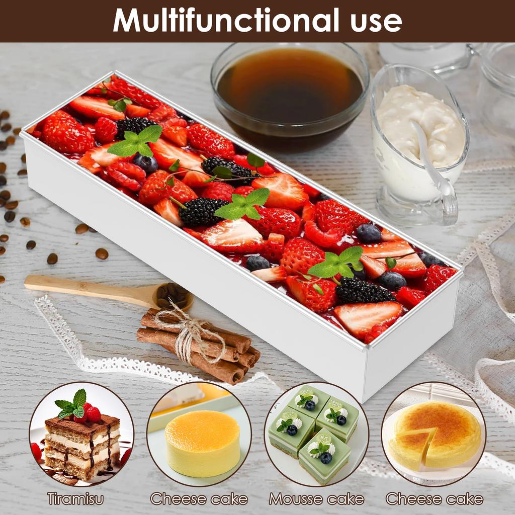 Rectangle Cake Pan Nonstick Tiramisu Pan Cake Baking Tray Mold Aluminum Alloy Tiramisu Dessert Making Mold with Detachable Edge