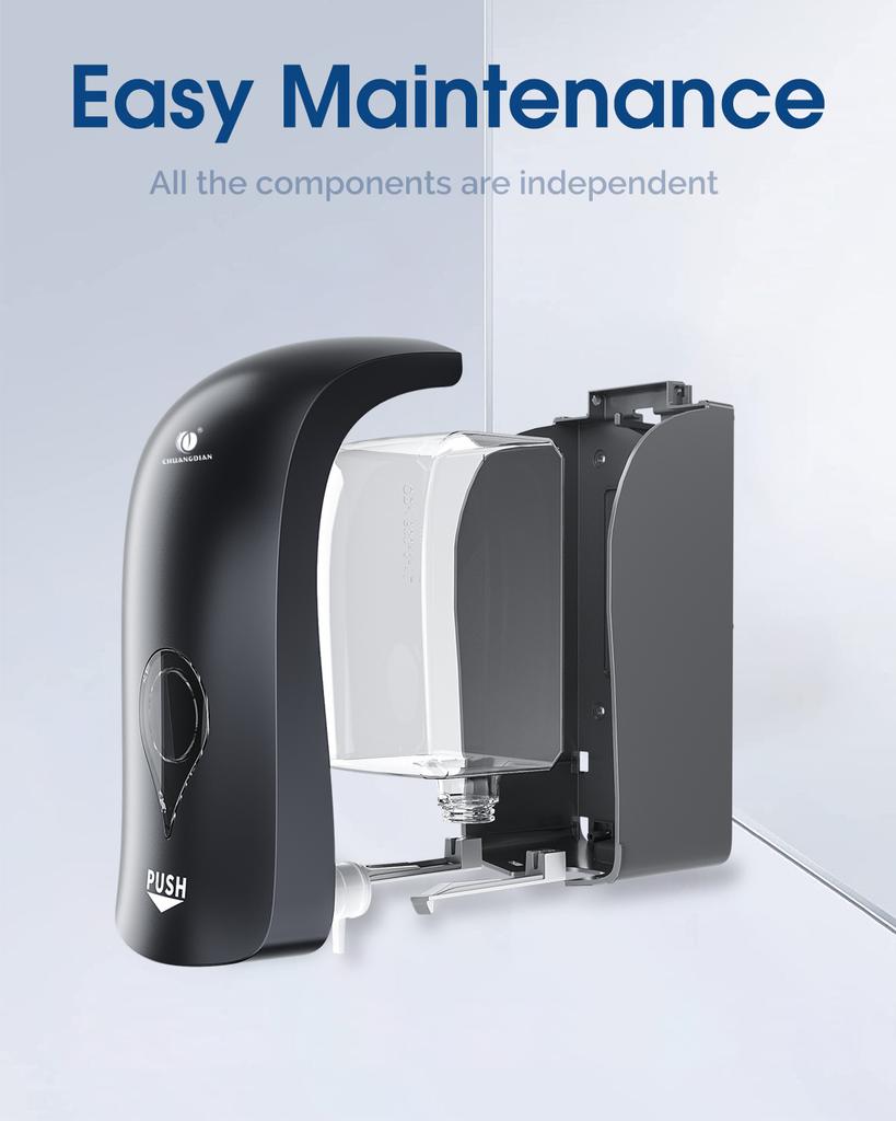 1000ML Foaming Hand Soap Dispenser Wall Mount Kitchen Bathroom Liquid Foam Soap Dispenser White Black Soap Dispenser Plastic