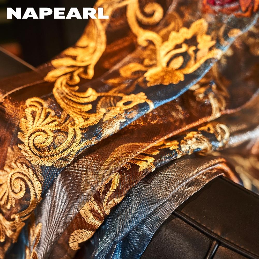 1 Stück NAPEARL Luxuriöser Floral Bestickter Tüllvorhang Nordischer Stil Fensterabdeckung für Schlafzimmer Wohnzimmer Heimdekoration