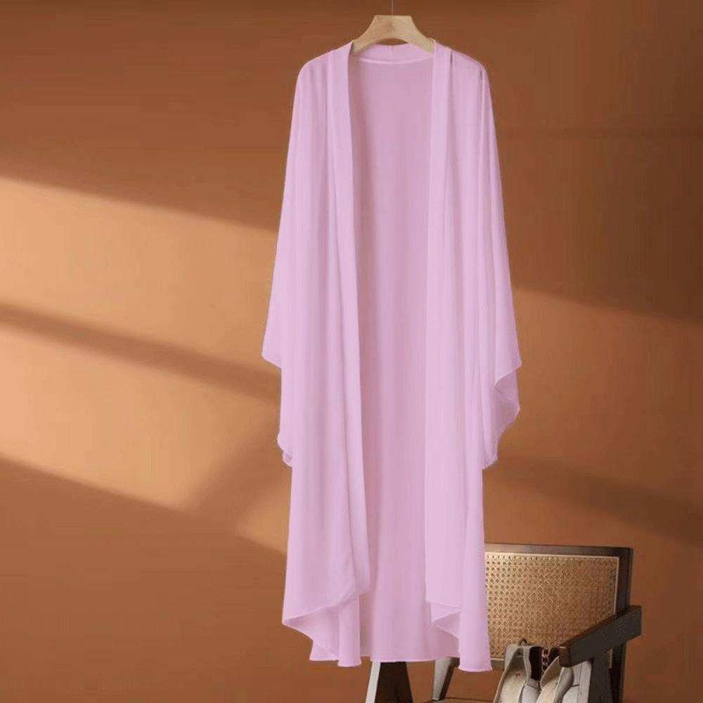 Xita Fashion Jas Lange Chiffon Vest Dames Zomer Dun Zonwerend Airconditioning Shirt Nieuwe Buitenlandse Stijl Leeftijd Verminderende Hanfu Sjaal L roze