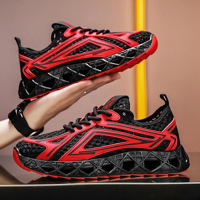 Men's Summer Hollow Breathable Mesh Sports Running Shoes Light and Comfortable Casual Youth Mesh Shoes