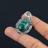Oval Hjärta Chakra Naturlig Malakit 925 Sterling Silver Trendigt Hänge Smycke