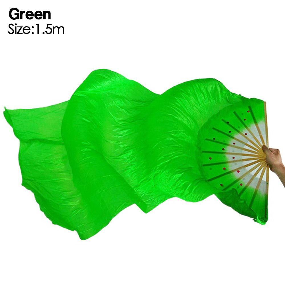 

Горячая Распродажа Длинные Имитационные Танцорские Практики Длинные Шелковые Веера Искусственный Шелк Веера Шелковые Веера Веер для Танца Живота зелёный