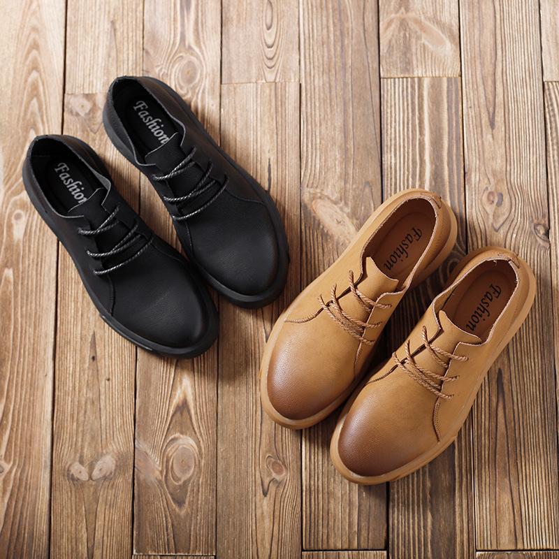 Plus Size Spring and Autumn Men's Leather Shoes Cowhide Platform Wear-Resistant Outdoor Casual Shoes Business British Style Dress Shoes