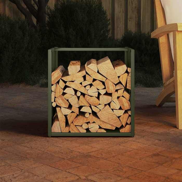 VidaXL Portant de bois chauffage vert olive 40x40x40 cm 864246