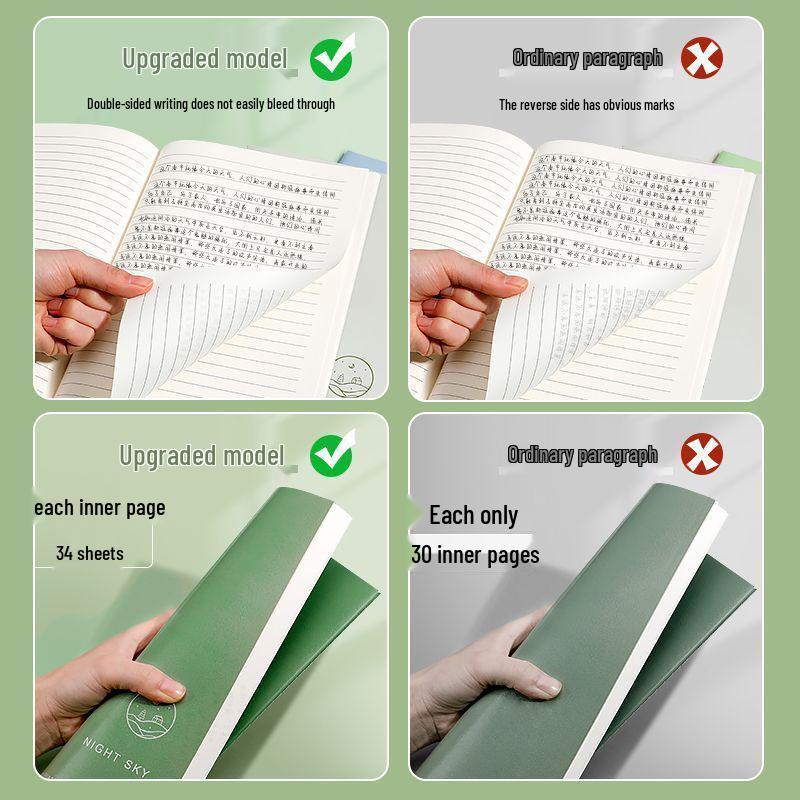 Thickened B5 Retro Eye-Protecting Ruled Notebook with Simple Stitching for Students.