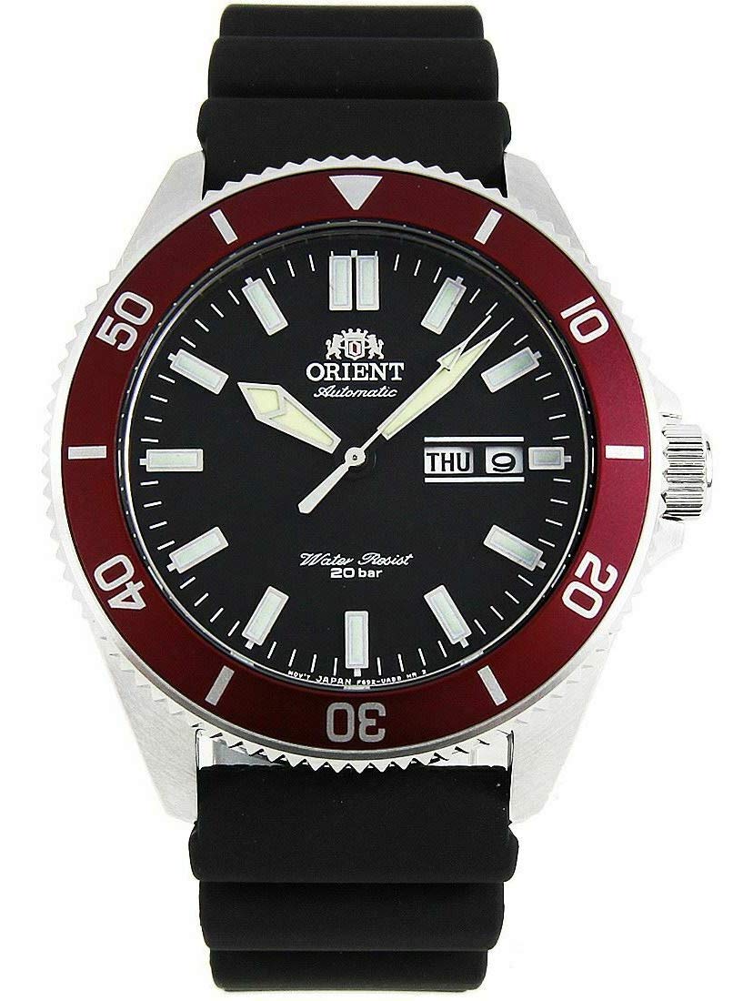 

ORIENT RA-AA0011B Men s Kano Silicone Band Red Bezel Black Dial Automatic Dive Watch