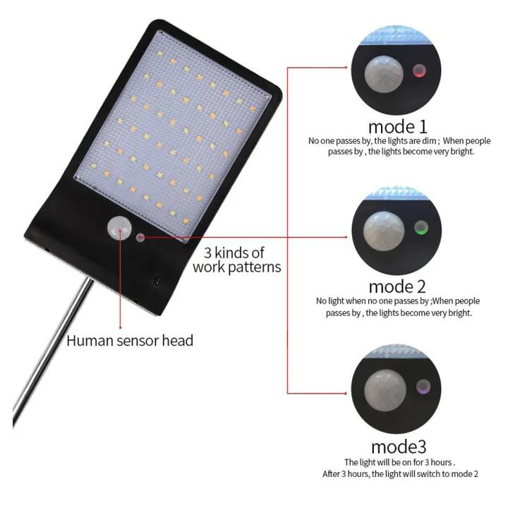 COB IP65 2000mAh Solar Street Light Garden Lighting Human Body Sensor Light Outdoor Street Decorative Light Easy Install Lamp