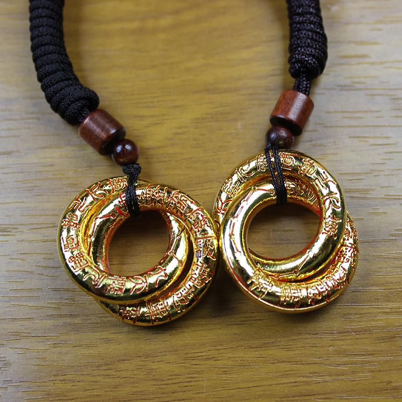 Brass Qiankun Yin Yang Circle Pendant Necklace