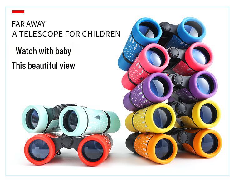Children's Colorful Patterned Telescope & Binoculars Set with Rubber Grip