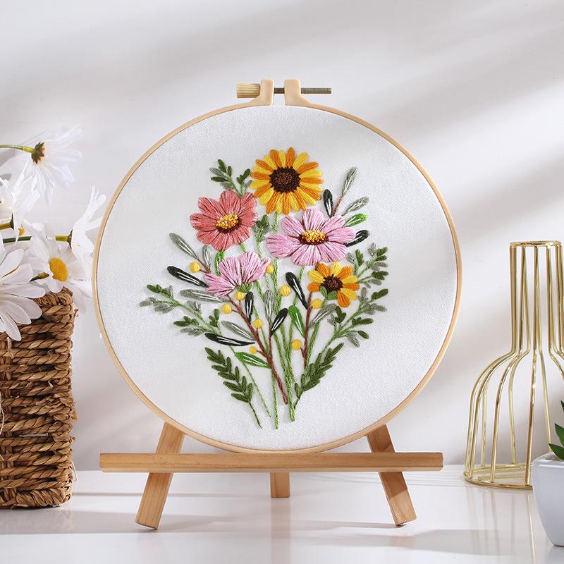 New Diy Handmade Embroidery Material Package, Colorful Time Flower Bouquet Bouquet
