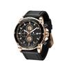 Men's Analog Quartz Watch 50m Waterproof Luminous Date Display Leather Band High Hardness Mineral Glass Business Outdoor Black Dial