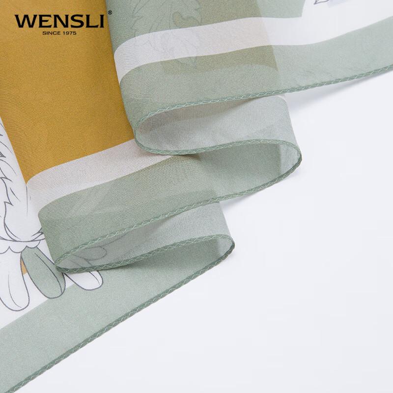WENSLI Floral Mulberry Silk Chiffon Scarf